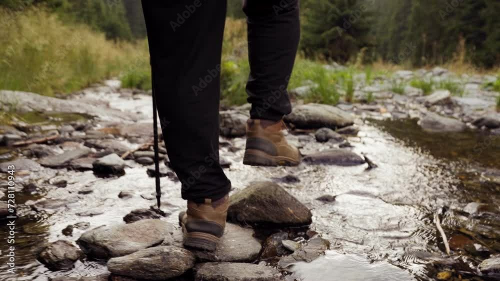 Nature's Dance Hiker's Legs in a Close-Up River Walk Adventure Nature's Dance Hiker's Legs in a Close-Up River Walk Adventure