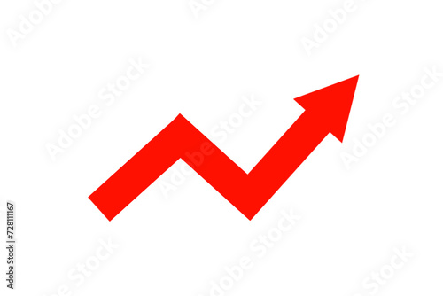 Growing business red arrow on white background. Business concept, growing chart. Concept of sales symbol icon with arrow moving up. Economic Arrow With Growing Trend. Transparent background. 