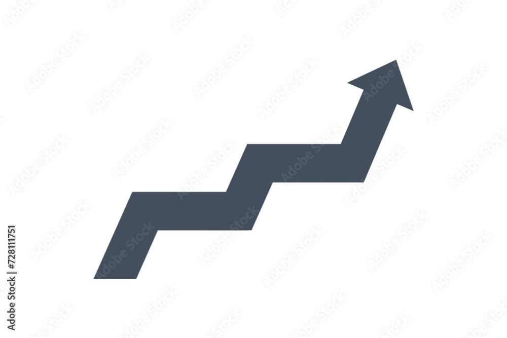 Growing business gray arrow on white background. Business concept, growing chart. Economic Arrow With Growing Trend. 