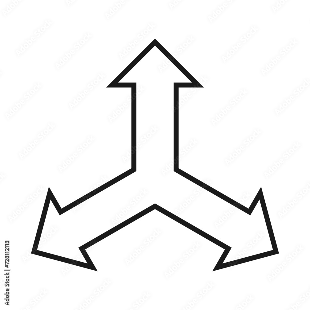 Hollow Three Way Outward Pointing Arrows Hollow Three Way Outward Pointing Arrows