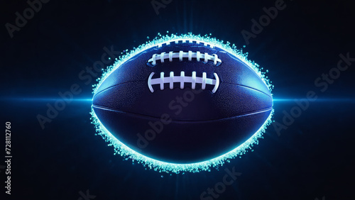 Futuristic American football ball concept, football, bioluminescent, glitch, science fiction, super bowl, state of the art photo