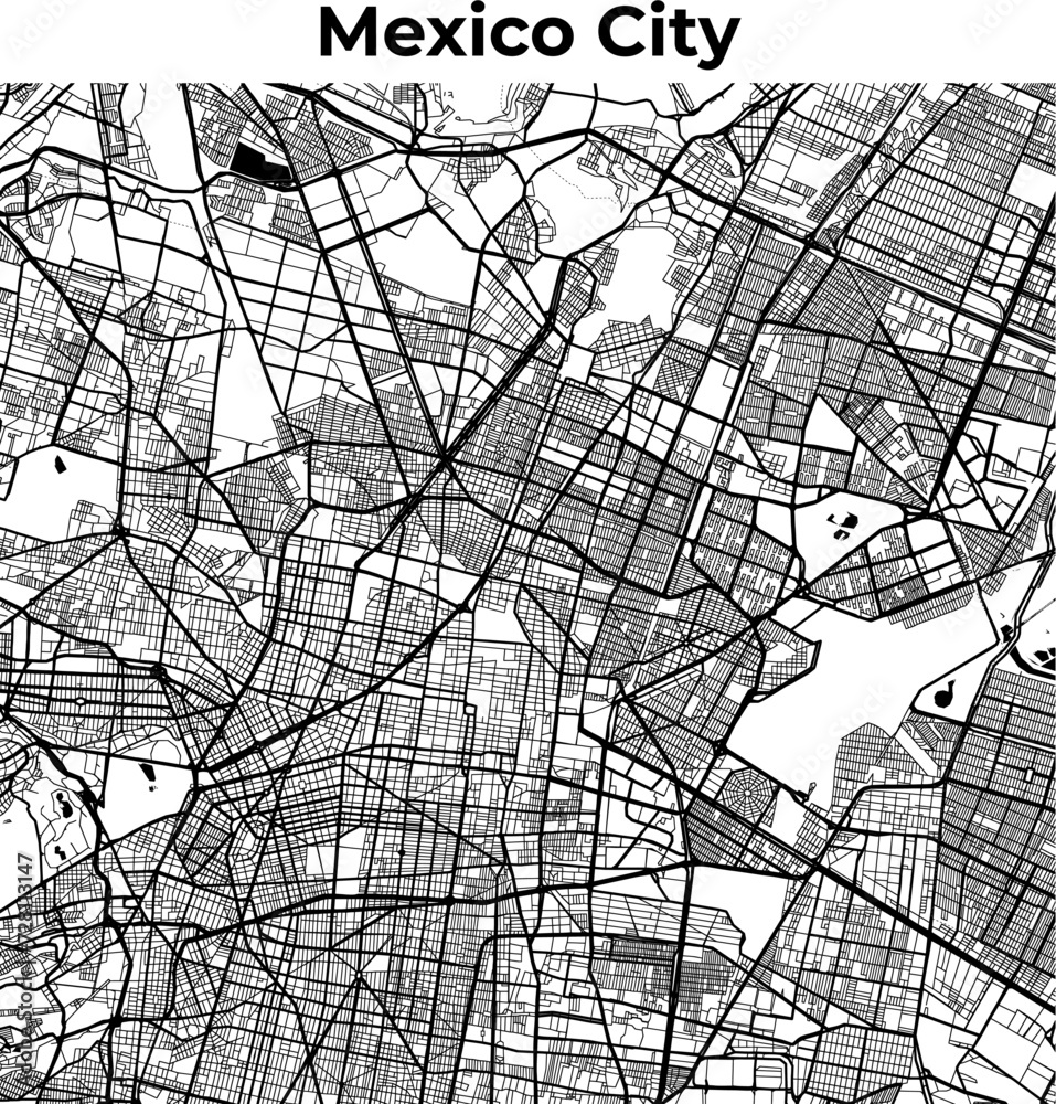 Obraz premium City Map of Mexico City, Cartography Map, Street Layout Map