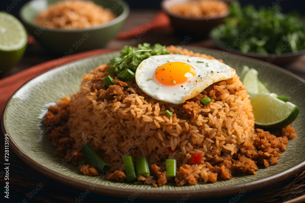 Fried rice nasi goreng in a restaurant - Asian cuisine Fried rice nasi goreng in a restaurant - Asian cuisine