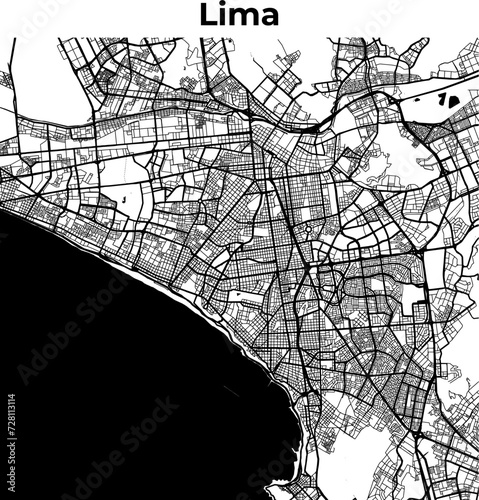 City Map of Lima, Cartography Map, Street Layout Map