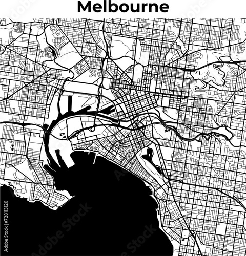 City Map of Melbourne, Cartography Map, Street Layout Map