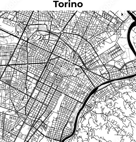 City Map of Torino, Cartography Map, Street Layout Map