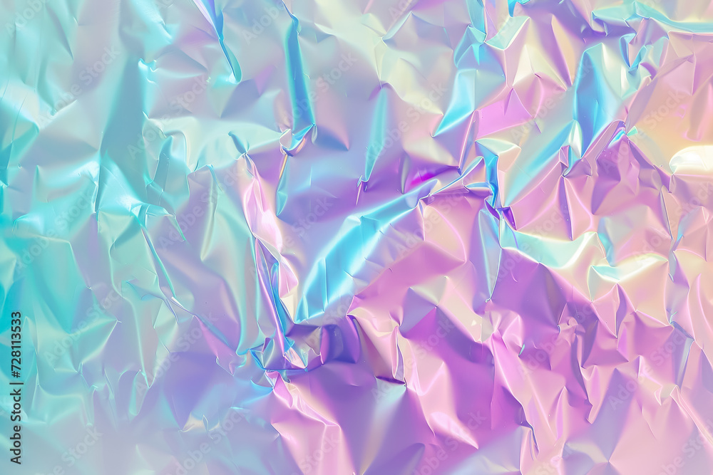 Abstract crumpled holographic foil background with a blend of pastel colors. Abstract crumpled holographic foil background with a blend of pastel colors.