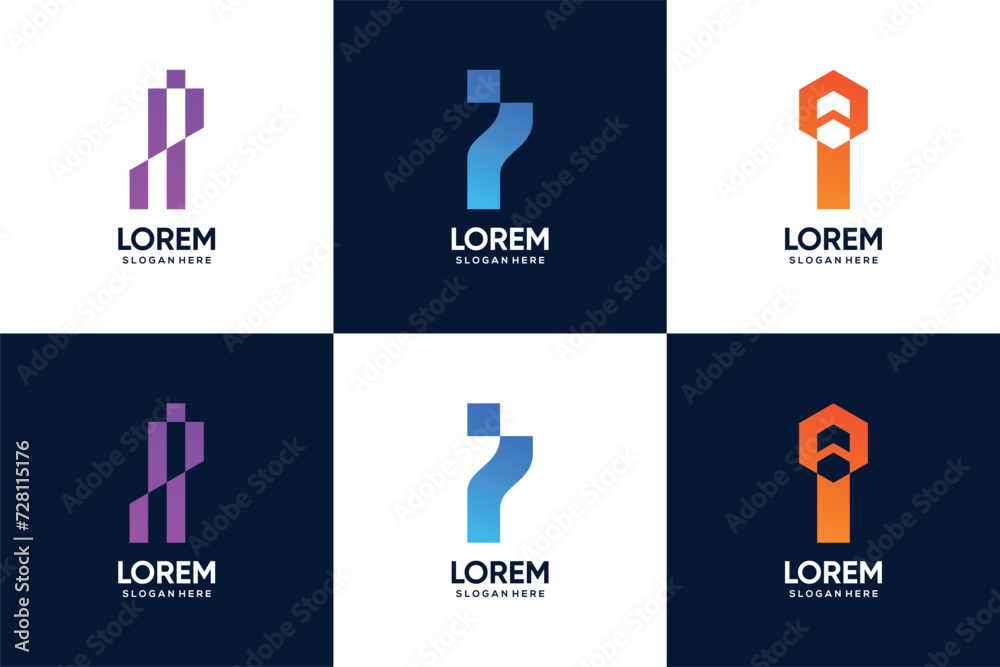 Set of technology letter I logo design. Inspiration logo design modern Set of technology letter I logo design. Inspiration logo design modern