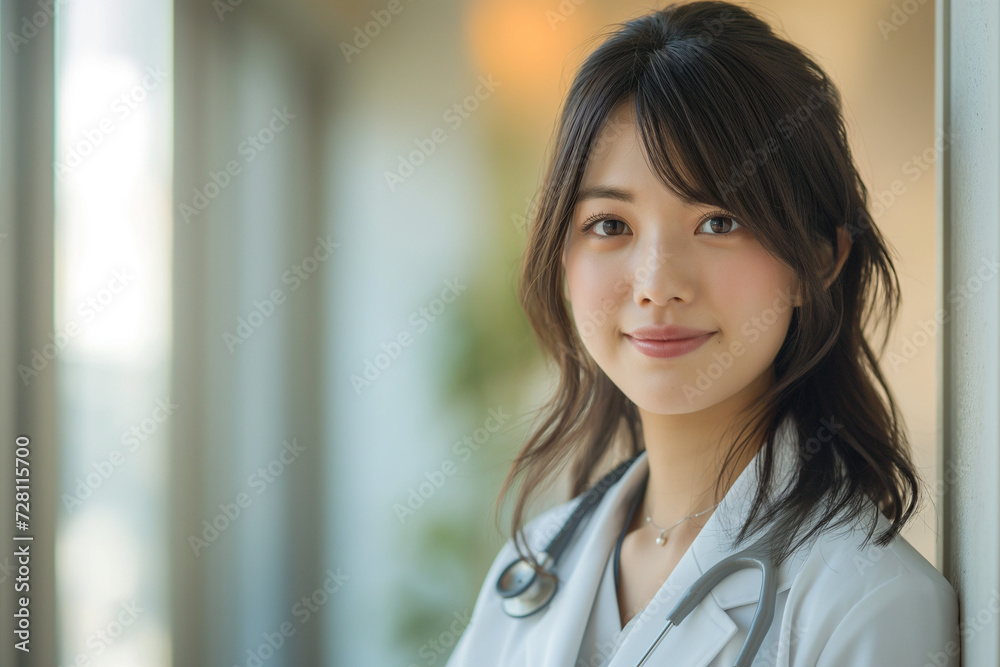 Dedicated Asian doctor in a healthcare environment embodies the fusion of pharmaceutical knowledge and medical care within a hospital's walls.. Dedicated Asian doctor in a healthcare environment embodies the fusion of pharmaceutical knowledge and medical care within a hospital's walls..