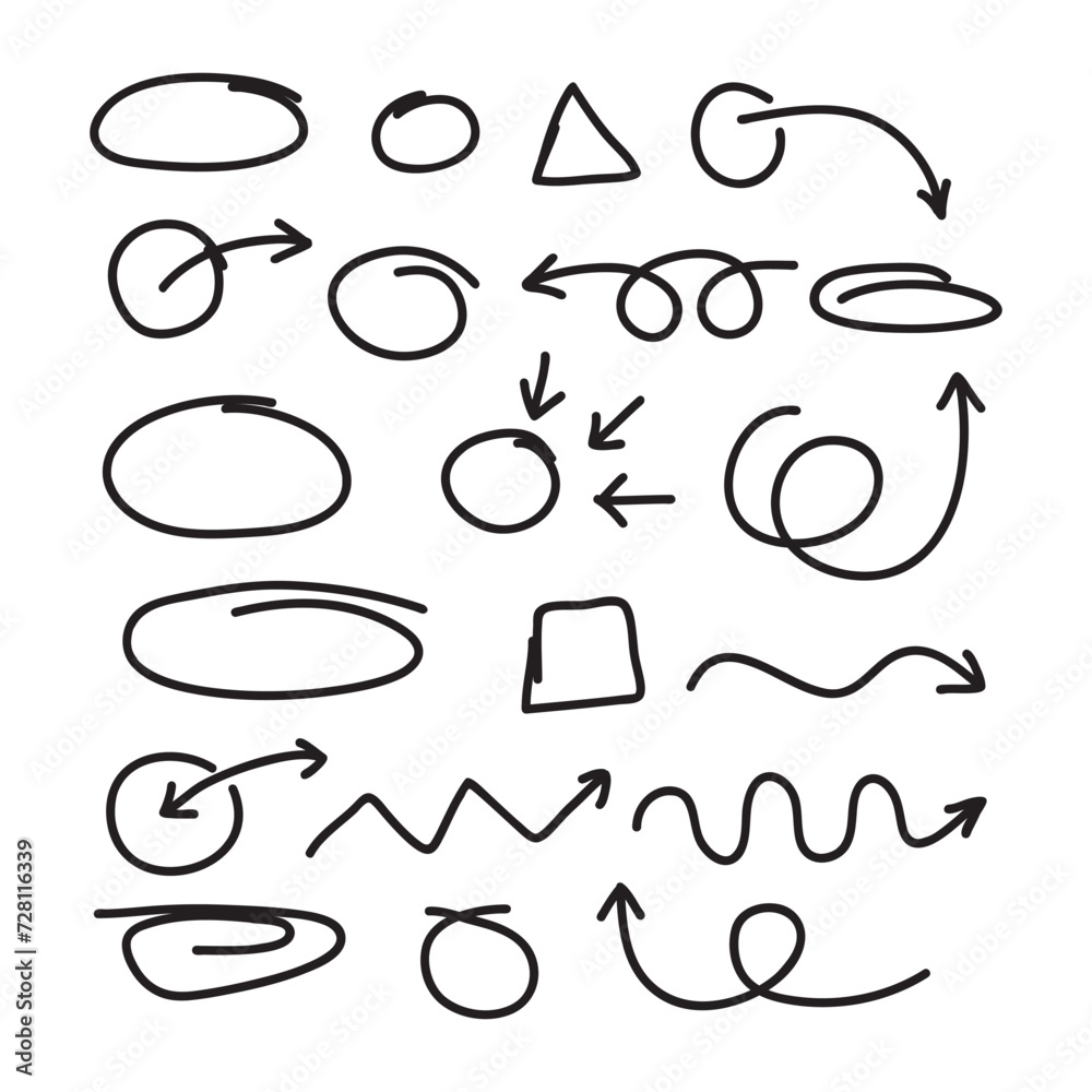Hand drawn scribble element collection. Hand drawn scribble element collection.