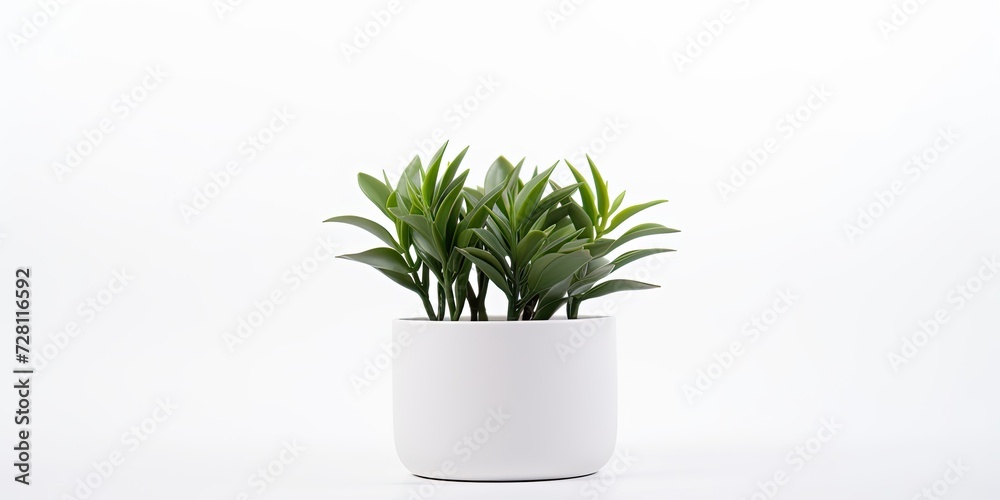 Selective focus on a white plant pot isolated on a white background.
