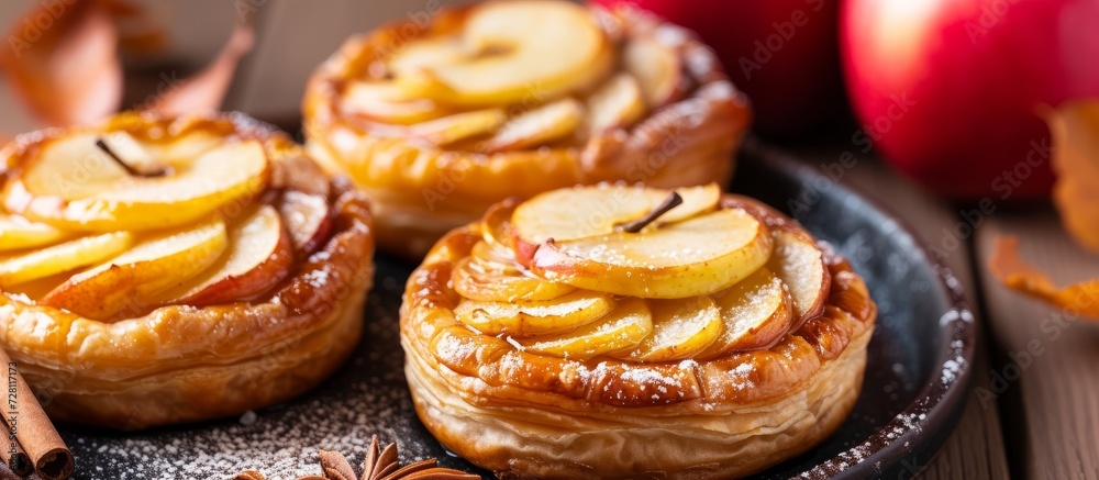 Delicious Puff Pastry Apple Tarts: A Mouthwatering Food Concept with Flaky Pastry, Juicy Apples, and Tempting Puff Pastry Layers