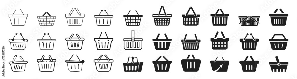 Set of shopping basket icons. Buy sign. Internet shop or store. Buy on market or supermarket.