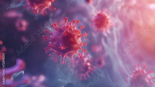 Close up illustration of viruses  3d