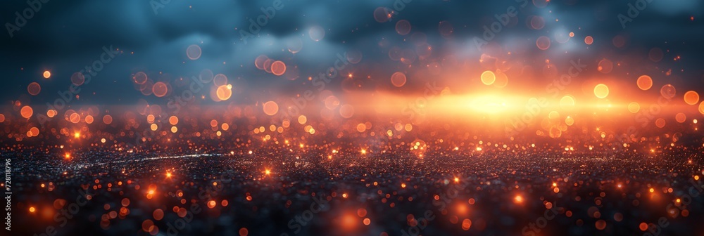 Defocused background. Shallow depth of field. Bokeh bright glowing lights. Blurred texture. Space for text.