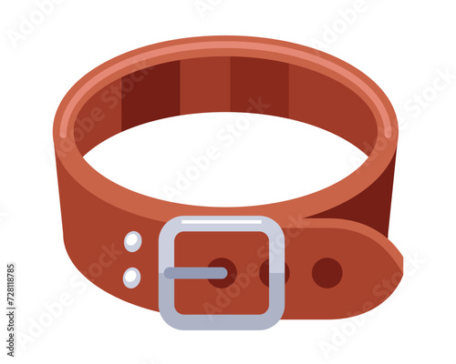 brown leather belt. flat vector illustration