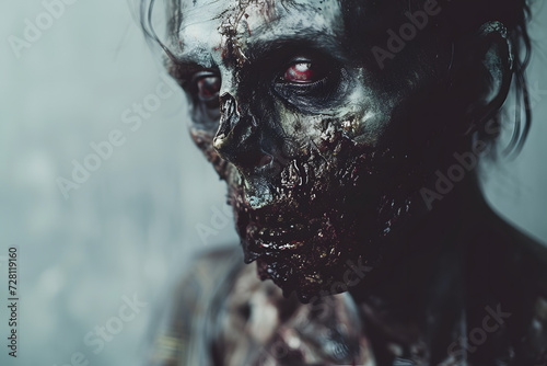Zombie-Apokalypse: Furchterregende Untoten-Szene in düsterer Atmosphäre photo