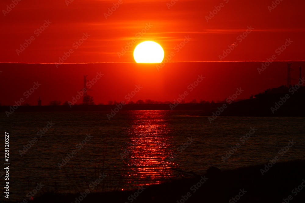 sunset over the river