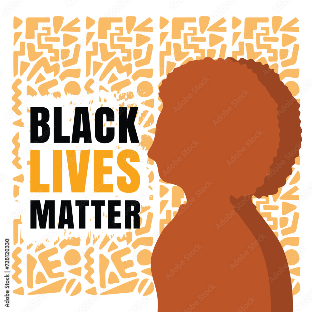 Hand-drawn African woman . Black Lives Matters Instagram post template

