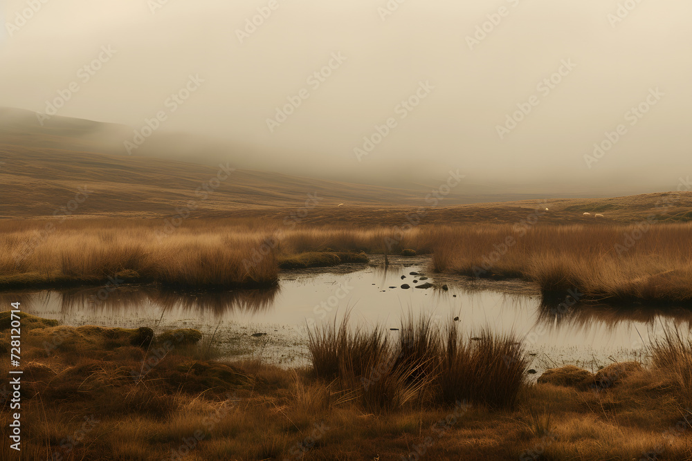 Mystische Moorlandschaft: Natürliche Schönheit im Nebelmeer