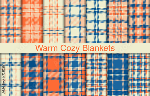 Warm cozy plaid bundles, textile design, checkered fabric pattern for shirt, dress, suit, wrapping paper print, invitation and gift card. photo