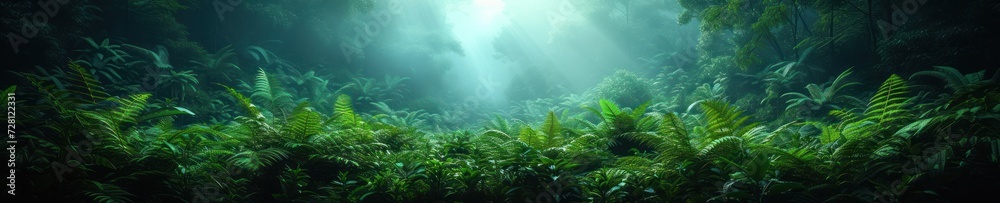 Fototapeta Mystical Fern Forest with Sunrays