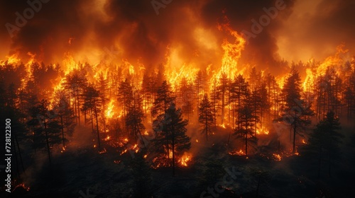 Intense Wildfire Consuming a Forest