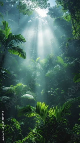 Sunlight Filtering Through the Rainforest Canopy