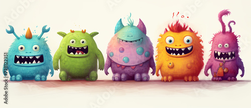  illustration of cute little monsters