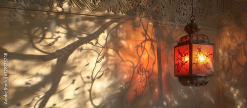 Enchanting Lantern Casts Mesmerizing Shadows on Wall photo