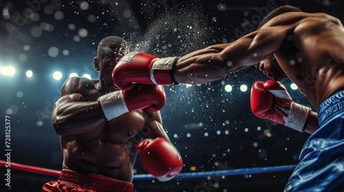 Boxing. Boxing match. Two boxers compete in the ring. Martial arts. Competition. The battle. Sport © Ruslan Shevchenko