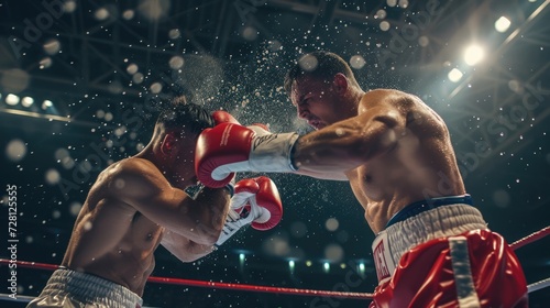 Boxing. Boxing match. Two boxers compete in the ring. Martial arts. Competition. The battle. Sport © Ruslan Shevchenko