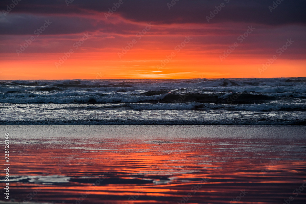 Sunset at the beach with reflection of colorful light Sunset at the beach with reflection of colorful light