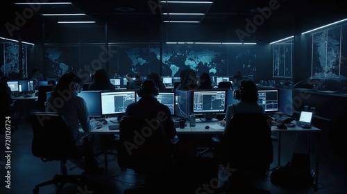 Cyber Security Team Operating in Dark Office Environment