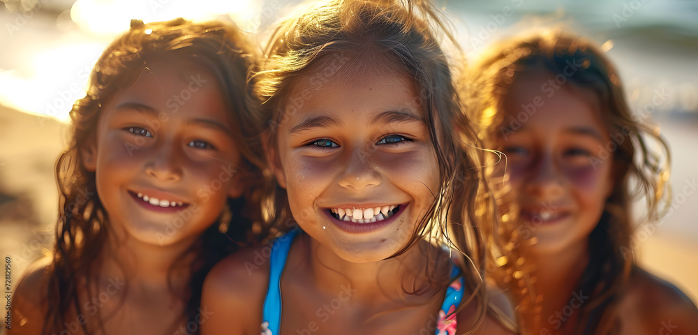 smiling young girls walking on a beach smiling young girls walking on a beach