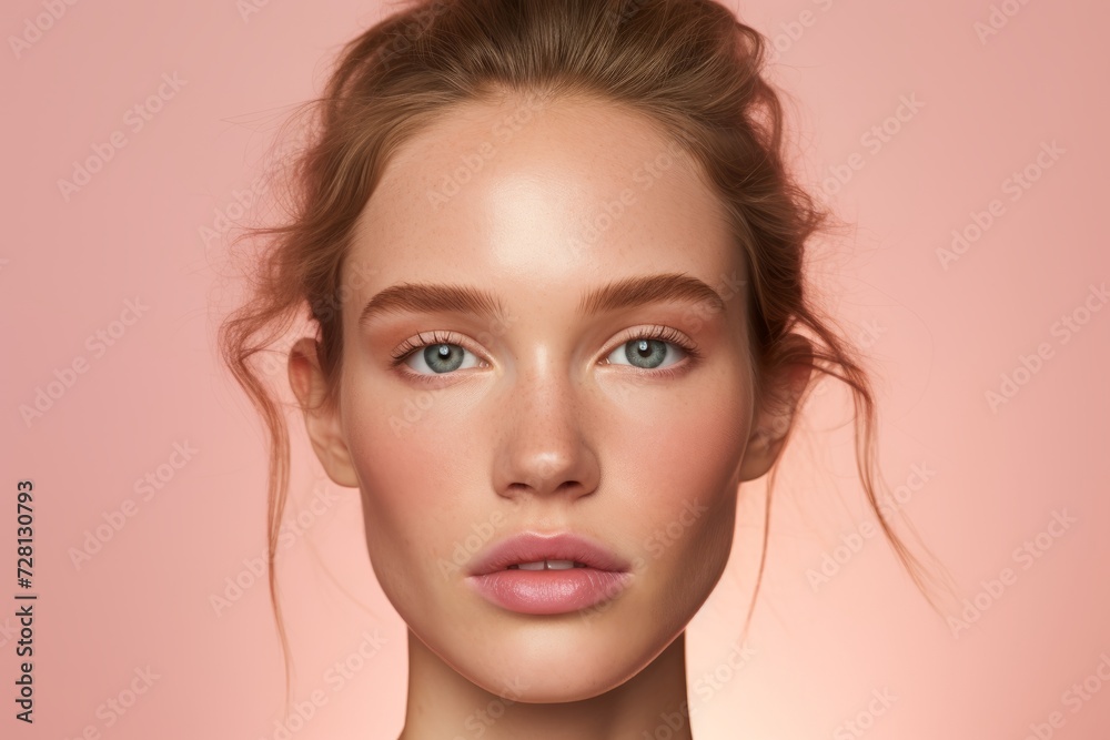 Beauty portrait of young woman with clean fresh skin. Face of beautiful girl with clean fresh skin. Facial treatment, cosmetology, beauty and spa.