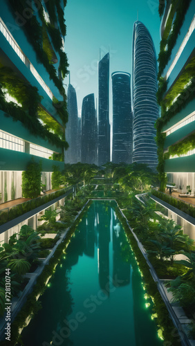 World earth day concept of a green futuristic city, eco city with plants and trees, futuristic sustainable city concept, sustainability, green planet, safe mother earth, green future, nature