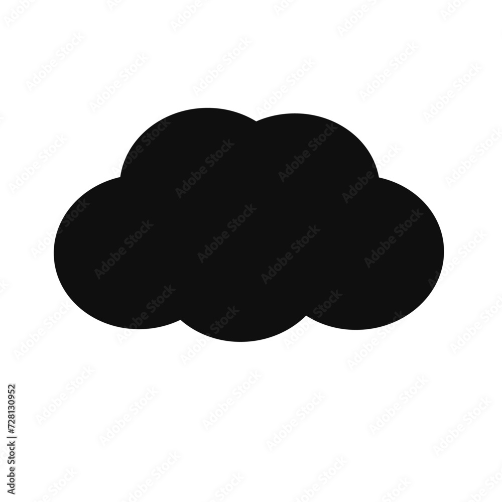 Simple cloud silhouette. Black clouds silhouette vector isolated on white background. Message bubble with place for text
