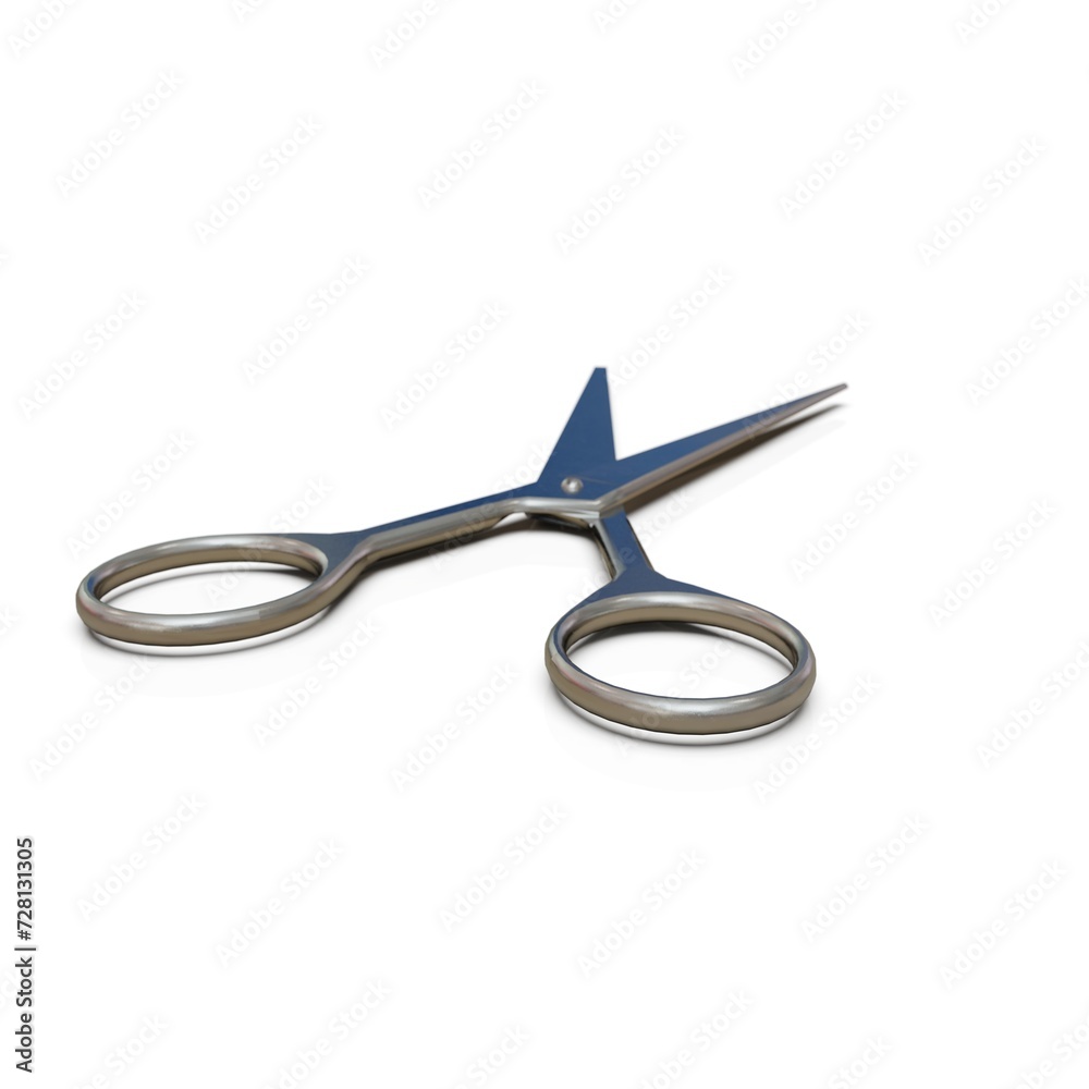 Retro Metal Professional Tailor Silver Scissors on a White Background Retro Metal Professional Tailor Silver Scissors on a White Background