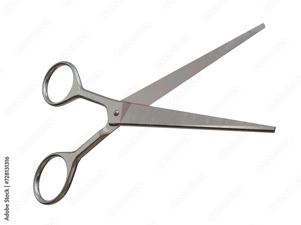 Retro Metal Professional Tailor Silver Scissors on a White Background Retro Metal Professional Tailor Silver Scissors on a White Background