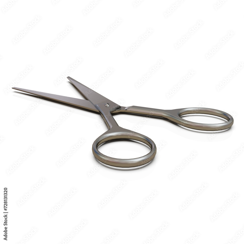 Retro Metal Professional Tailor Silver Scissors on a White Background Retro Metal Professional Tailor Silver Scissors on a White Background