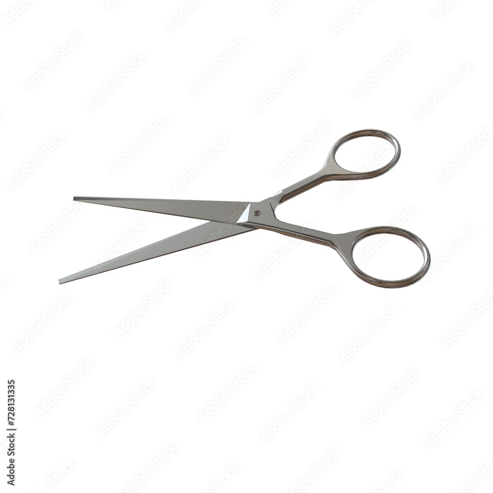 Retro Metal Professional Tailor Silver Scissors on a White Background Retro Metal Professional Tailor Silver Scissors on a White Background