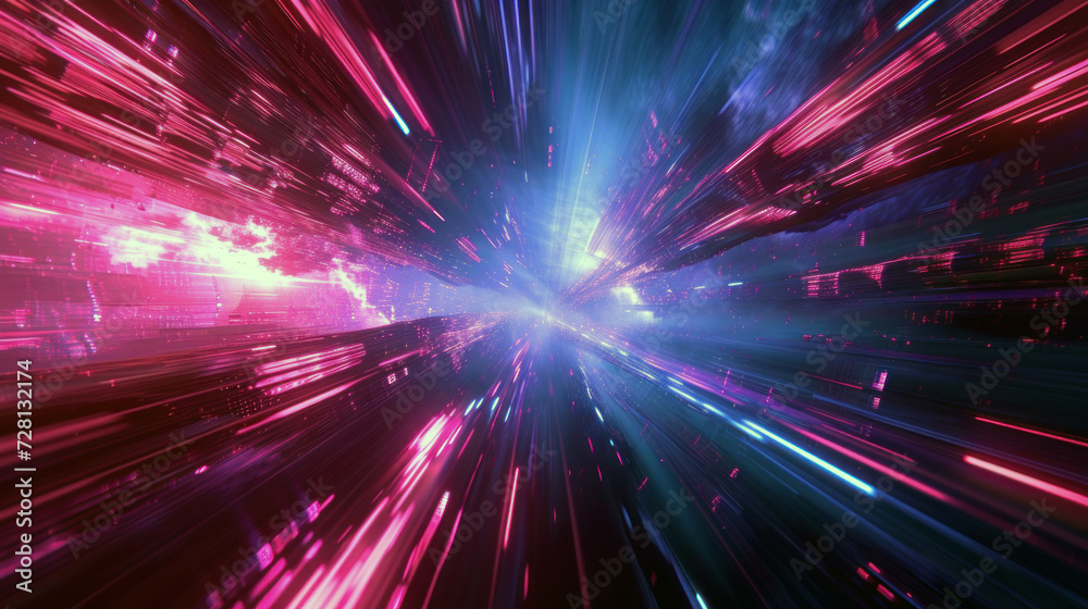 Abstract background of space light laser rays
