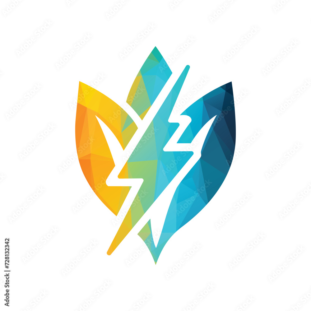 Eco Leaf Bolt Green Energy Vector Illustration