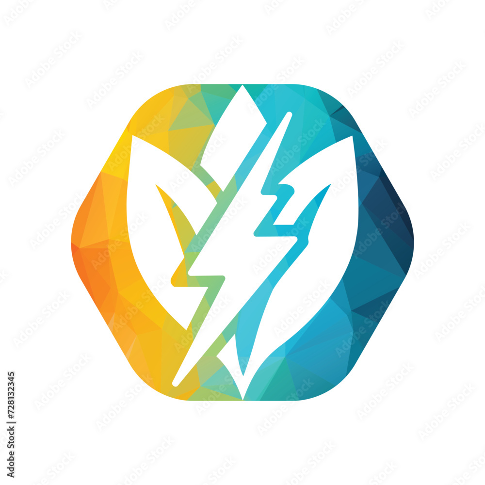 Eco Leaf Bolt Green Energy Vector Illustration Eco Leaf Bolt Green Energy Vector Illustration