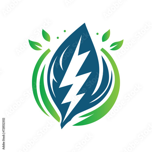 Eco Leaf Bolt Green Energy Vector Illustration