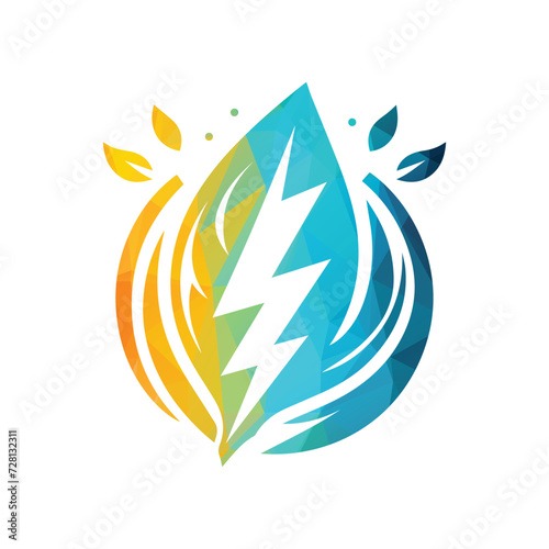 Eco Leaf Bolt Green Energy Vector Illustration