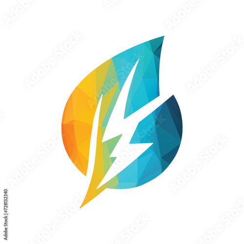 Eco Leaf Bolt Green Energy Vector Illustration
