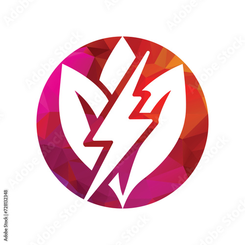 Eco Leaf Bolt Green Energy Vector Illustration