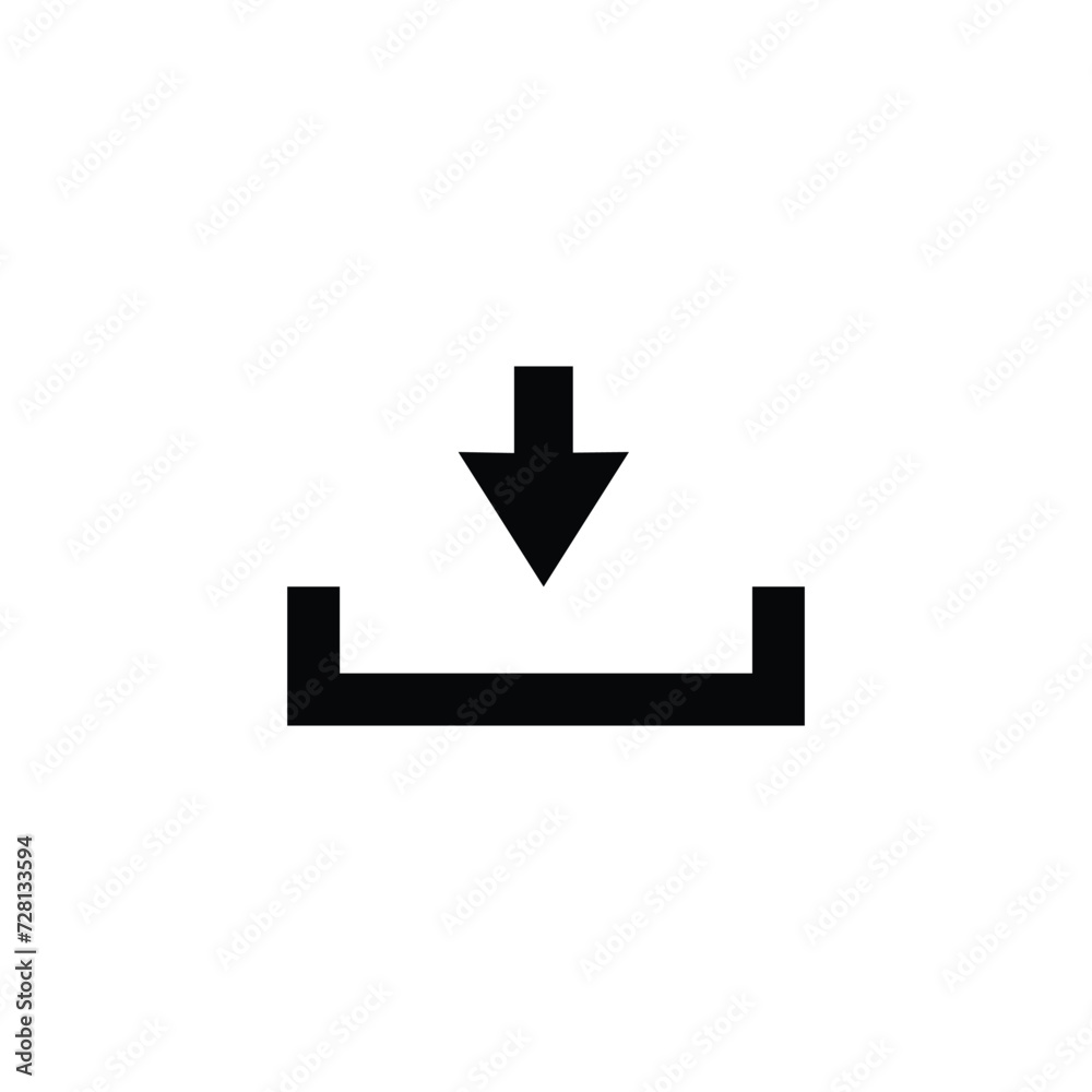 online downloading sign icon. the arrow goes to the bottom of the file box